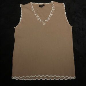 Elegant Tan Sleeveless sweater Top